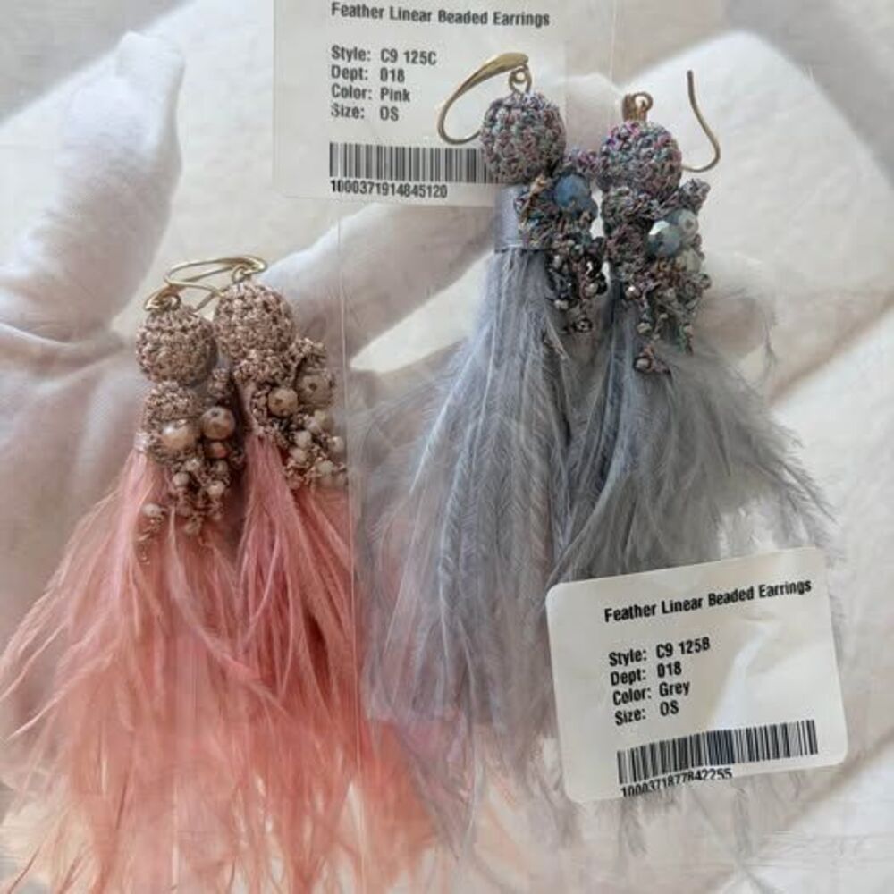 NWT Feather Earrings Beaded